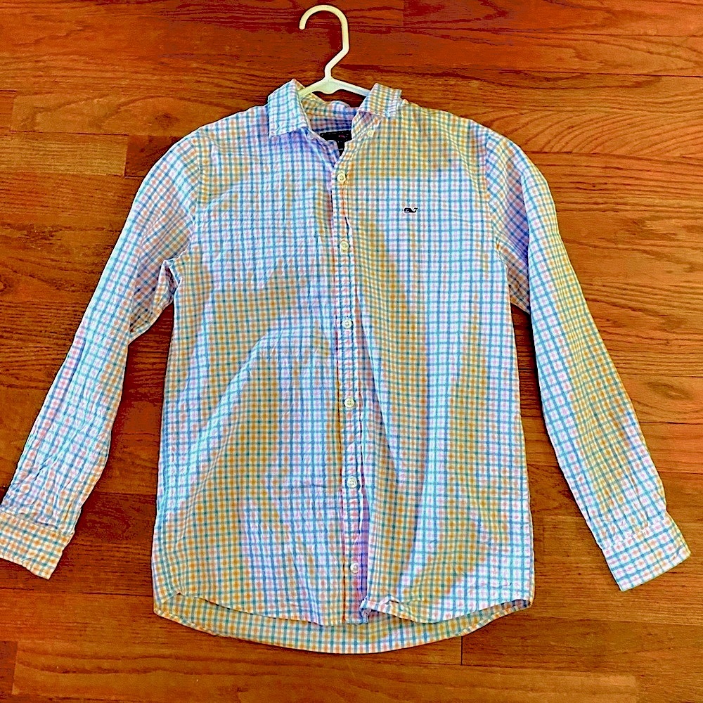 Vineyard Vines Youth Large 16 Shep & Ian Whale Shirt, Blue Red 100% Cotton
